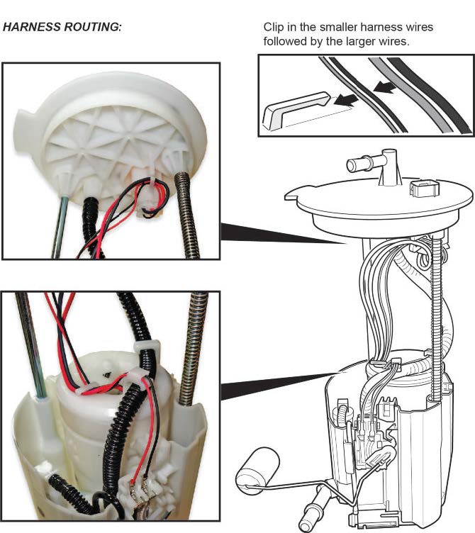 Install the wiring harness to the clamps